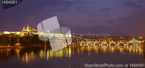 Image of Prague castle at night