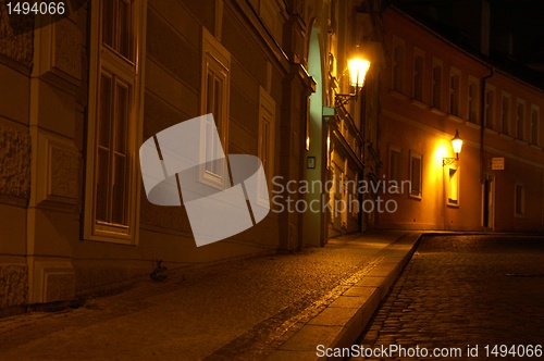 Image of Prague street at night