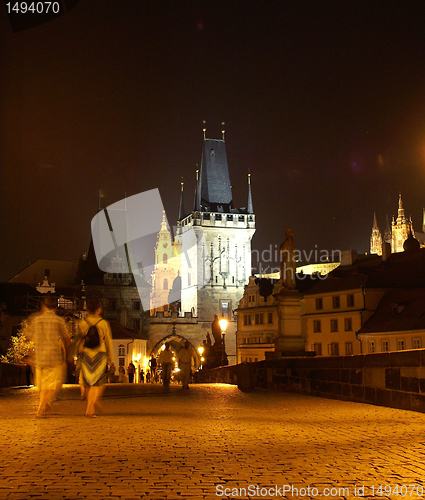 Image of Prague Charle's bridge at night