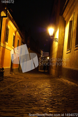 Image of Prague street at night