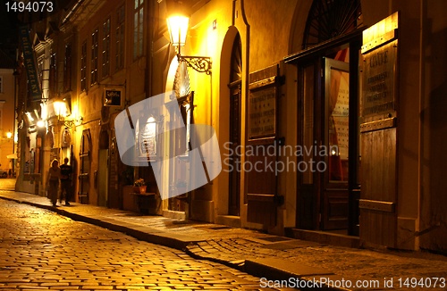 Image of Prague street at night