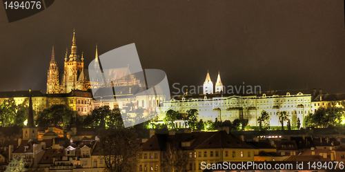 Image of Prague castle at night