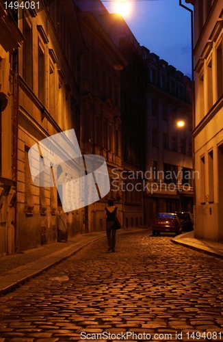 Image of Prague street at night