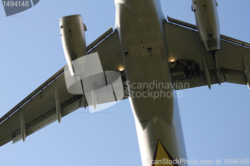 Image of above flying airplane 