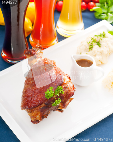 Image of original German BBQ pork  knuckle