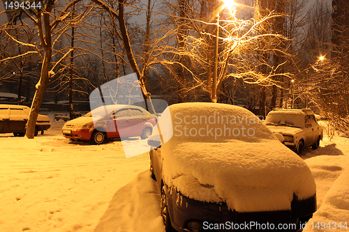 Image of town at winter night