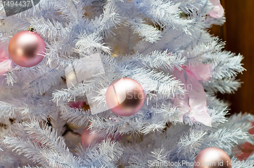 Image of Beautiful Christmas background with white tree