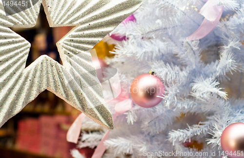 Image of Beautiful Christmas background with white tree