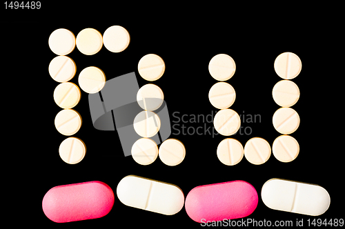 Image of Flu sign made out of pills