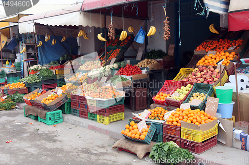 Image of Fresh fruits and vegetables on a traditional market, El-Jem, Tunisia