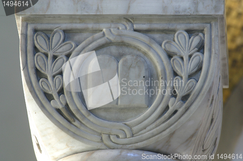 Image of Ten Commandments, historic church column ornate detail