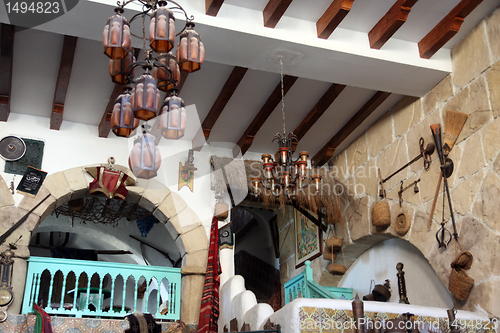 Image of Interior of arabic coffee bar, Sousse, Tunisia