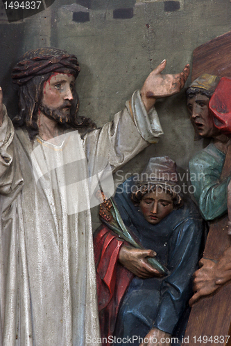 Image of 2nd Stations of the Cross, Jesus is given his cross