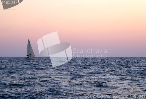 Image of sunset on a yacht