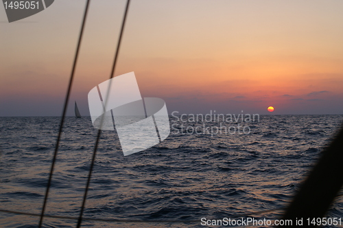 Image of sunset on a yacht