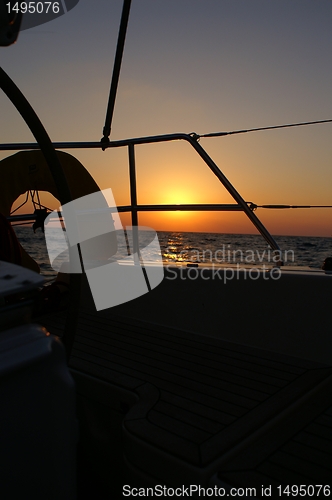 Image of sunset on a yacht