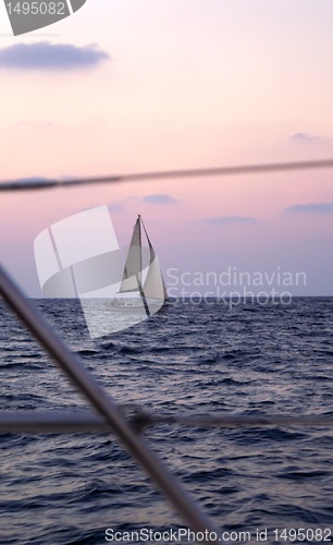 Image of sunset on a yacht