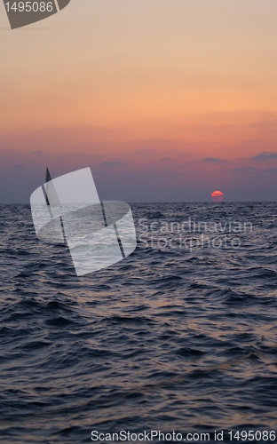 Image of sunset on a yacht