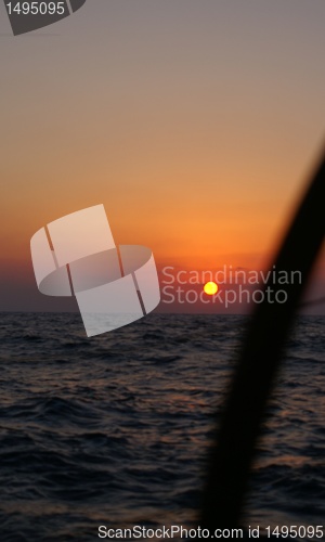 Image of sunset on a yacht