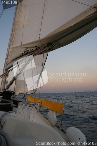 Image of sunset on a yacht