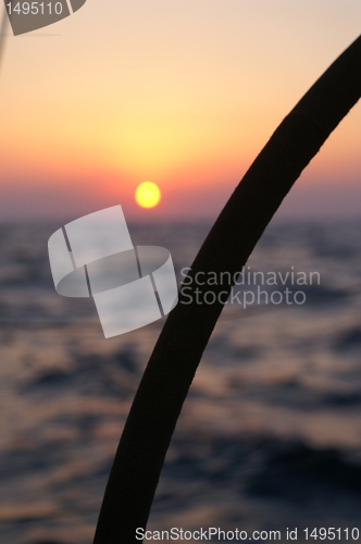 Image of sunset on a yacht