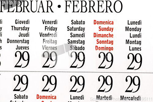 Image of Calendar of leap year, February