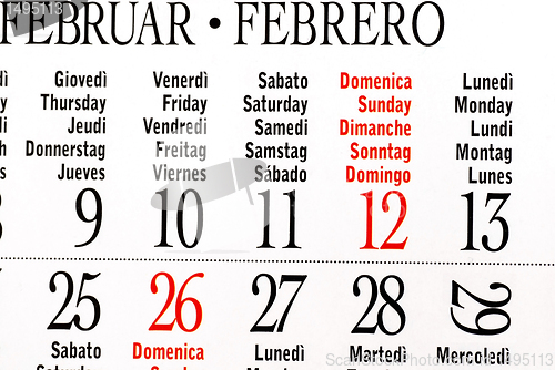 Image of Calendar of leap year, February