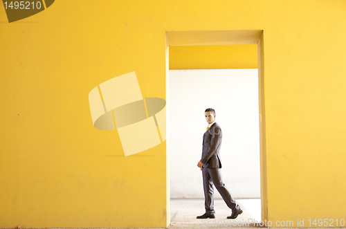 Image of Confident businessman walking