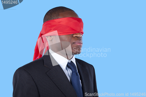 Image of blindfold african businessman