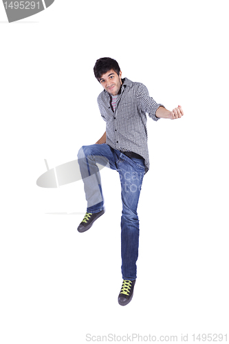 Image of Happy young man jump