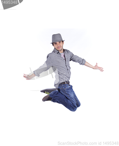 Image of Happy young man jump