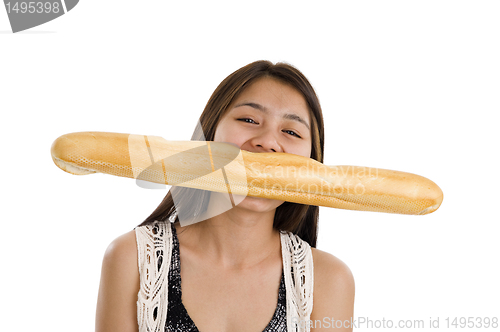 Image of woman with french bread