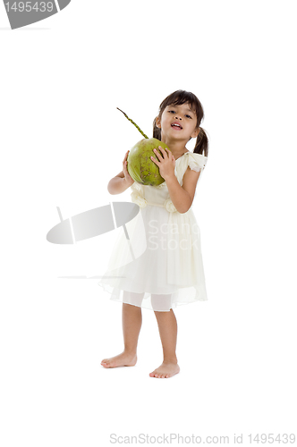 Image of little girl with coconut