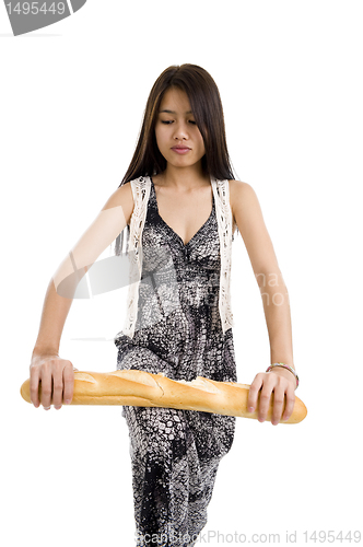 Image of woman with french bread