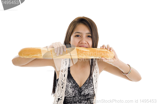 Image of woman with french bread