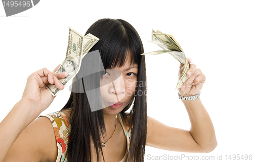 Image of young asian woman money