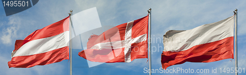 Image of flag collection - austria, denmark and turkey