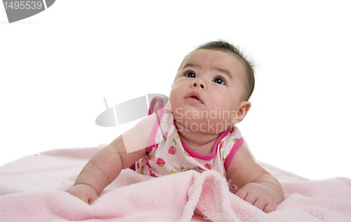 Image of multi-racial baby looking up