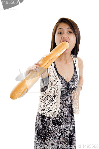 Image of woman with french bread