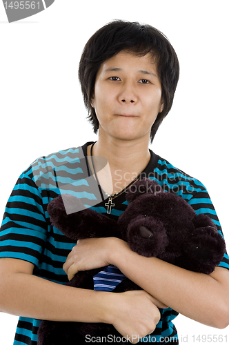 Image of asian woman with teddy bear