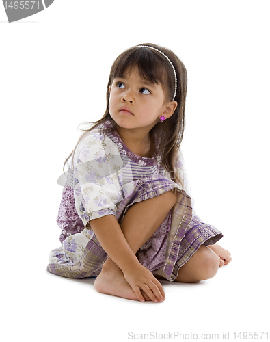 Image of cute girl looking up