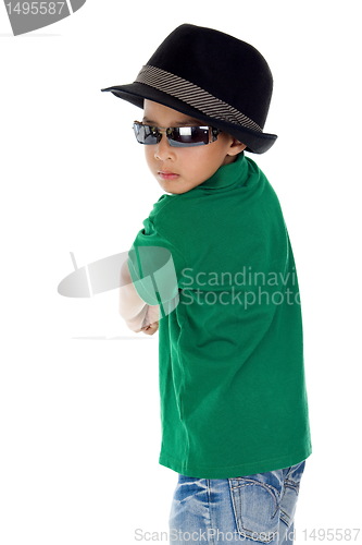 Image of cool boy with sunglasses and hat