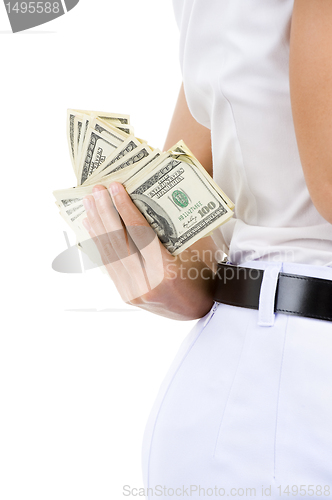 Image of woman hiding money