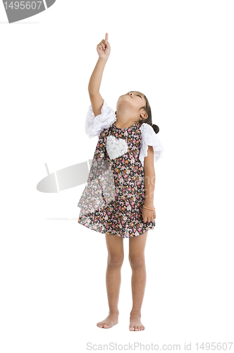 Image of little girl pointing and looking up