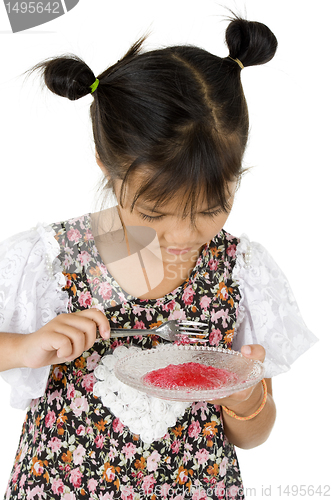 Image of girl having sweet dessert