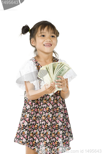 Image of cute girl with us dollars