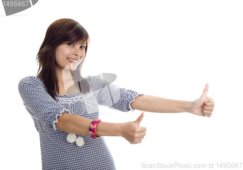 Image of woman with two thumbs up