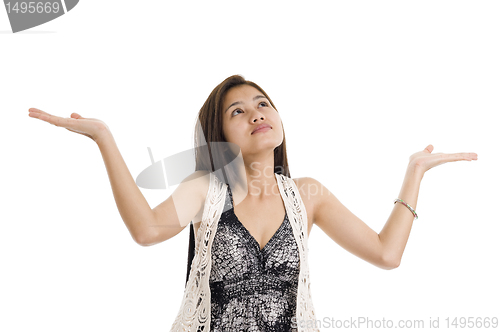 Image of woman checking for rain