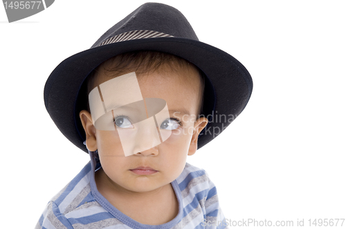 Image of cute little boy with hat, isolated on white background
