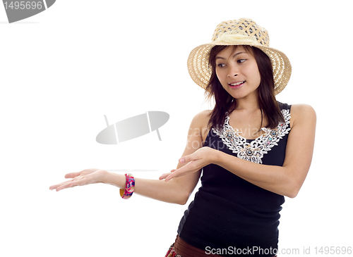 Image of woman presenting something